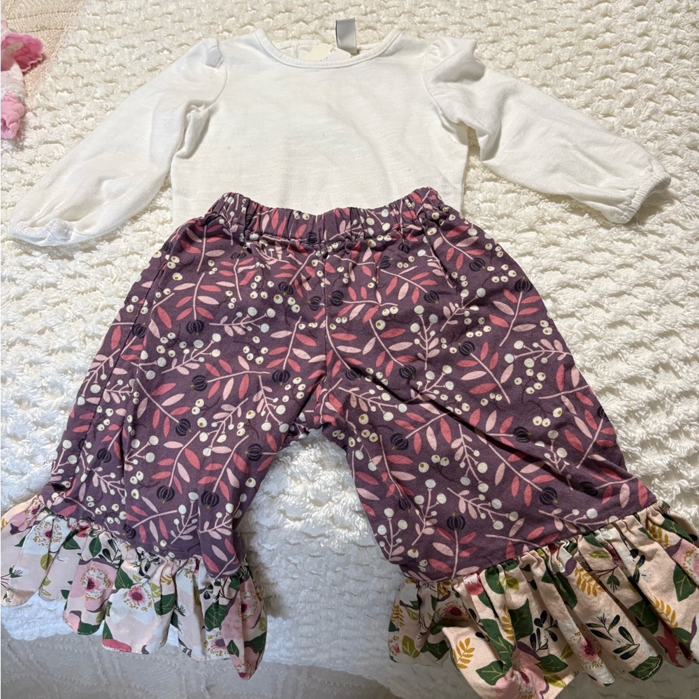 Floral Kids Matching Set - White and Purple